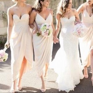 SHONA JOY Bustier Draped Maxi Dress in nude size 2
